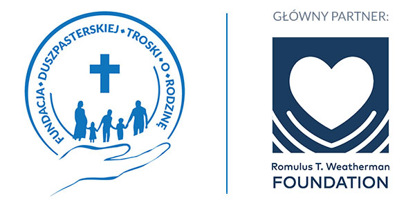 logo Fundacji Duszpasterskiej Troski o Rodzinę i logo głównego partnera